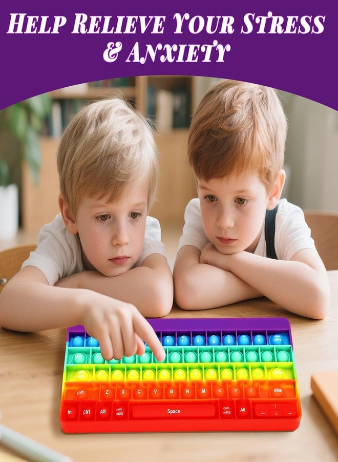 DEARIDAP Rainbow Keyboard Shape Silicone Squeeze Toys, Bubble Fidget Sensory Toys, Anxiety & Stress Reliever Autism Toy for Kids Adults School Classroom Gift Party Favors - Image 3